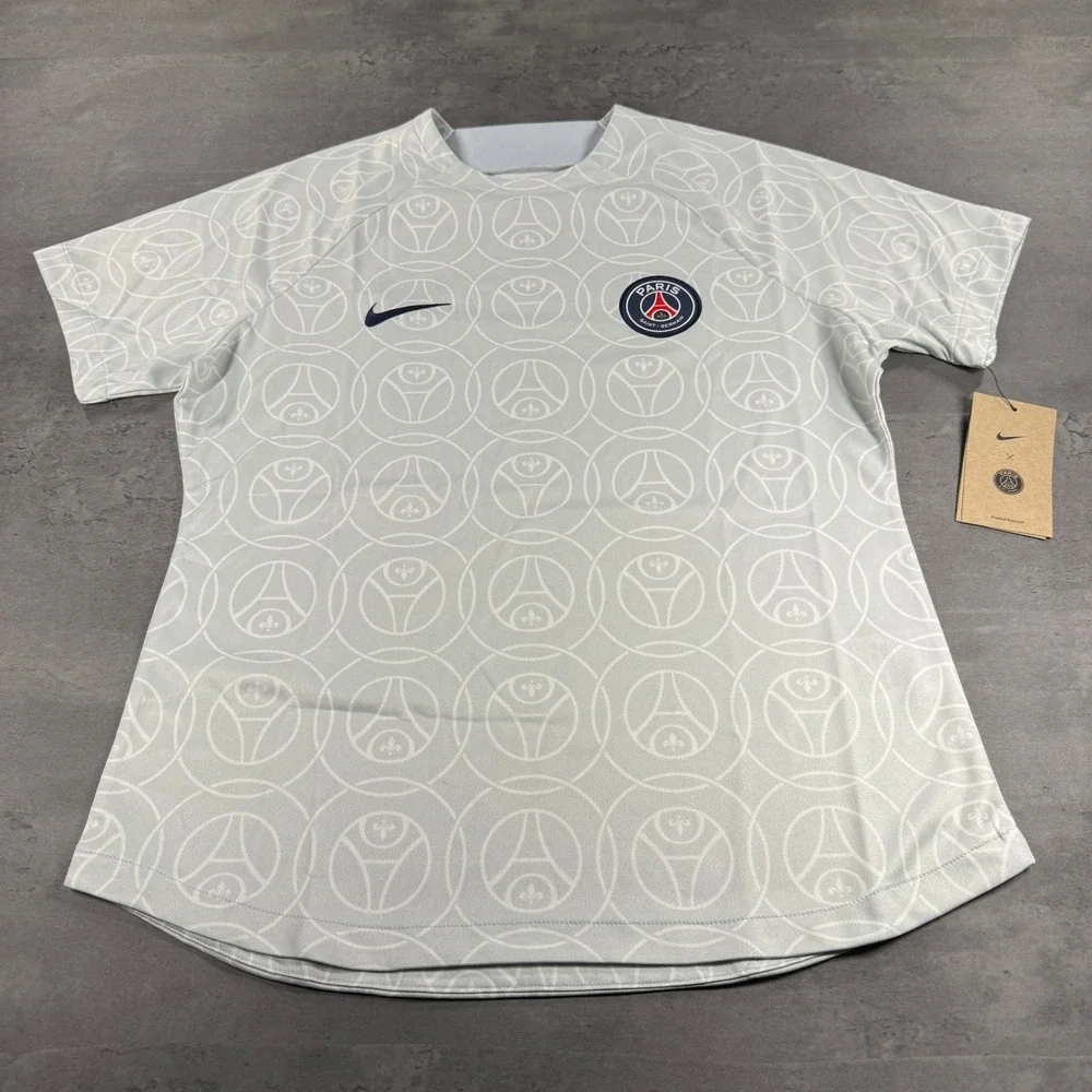 Nike Paris Saint Germain PSG Soccer Jersey Women Medium Gray White 2022‎ Kit
